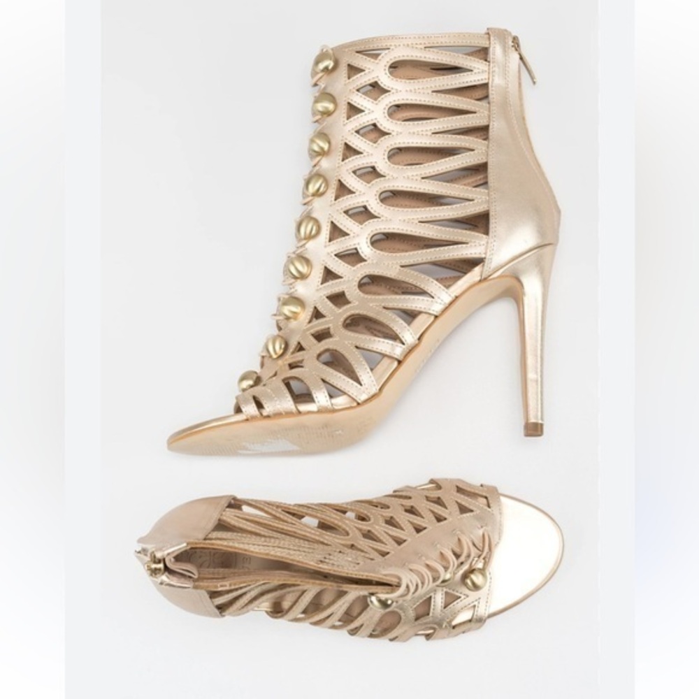 Guess Perlina Gold Cage Goddess High Heels Size 7